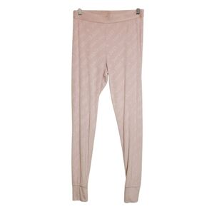 Juicy Couture | Women's Light Pink Logo Print Velour PJ Leggings (Size Medium)